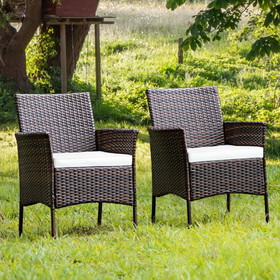 Costway 81049362 2 Pieces Outdoor PE Rattan Armchairs with Removable Cushions