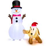 Costway 81246735 6 Feet Tall Inflatable Snowman and Dog Set Christmas Decoration with LED Lights