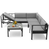 Costway 81472639 3 Pieces Aluminum Patio Furniture Set with 6-Level Adjustable Backrest-Gray