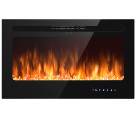 Costway 81605473 36 Inch Electric Fireplace Insert Wall Mounted with Timer