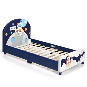 Costway 81705429 Kids Upholstered Platform Bed with Headboard and Footboard