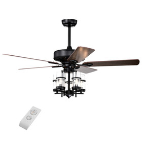 Costway 81953026 50 Inch Noiseless Ceiling Fan Light with Explosion-proof Glass Lampshades-Black