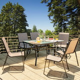 Costway 82175034 55 x 35 Inch Patio Dining Rectangle Tempered Glass Table with Umbrella Hole