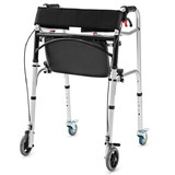 Costway 82451697 Height Adjustable Aluminum Walker with Rolling Wheels and Brakes
