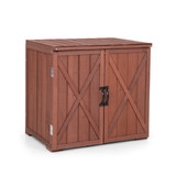 Costway 83261509 2.5 x 2 Feet Outdoor Wooden Storage Cabinet with Double Doors-Brown