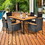 Costway 84315672 7 Pieces Patio Rattan Dining Set with Armrest Cushioned Chair and Umbrella Hole