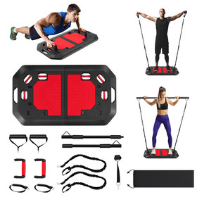 Costway 84632915 Push up Board Set Folding Push up Stand with Elastic String Pilate Bar Bag-Black