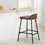 Costway 84739150 Industrial 24.5 Inches Bar Stool with Backrest and Saddle Seat-Rustic Brown