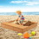 Costway 85602149 Kids Wooden Sandbox with Bench Seats and Storage Boxes