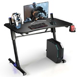 Costway 85642910 43.5 Inch Height Adjustable Gaming Desk with Blue LED Lights