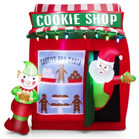 Costway 85643201 6.3 Feet Inflatable Gingerbread Cookie Shop with Santa Claus