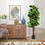 Costway 86251493 5 Feet Artificial Fiddle Leaf Fig Tree Decorative Planter