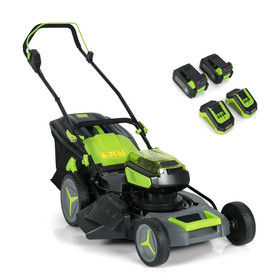 Costway 86452139 40V 18 Inch Brushless Cordless Push Lawn Mower 4.0Ah Batteries and 2 Chargers-Green
