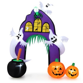 Costway 86725409 9 Feet Tall Halloween Inflatable Castle Archway Decor with Spider Ghosts and Built-in