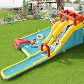 Costway 86740925 7-in-1 Inflatable Dual Slide Water Park Bounce House Without Blower