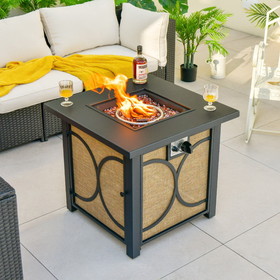 Costway 86752394 28 Inch 50000 BTU Outdoor Square Fire Pit Table with Cover