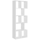 Costway 86934172 5 Tiers 63 Inch Tall Geometric Wooden Bookshelf with 8 Display Shelves-White