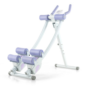 Costway 87219354 Ab Machine with LCD Monitor and 4 Adjustable Heights-Purple