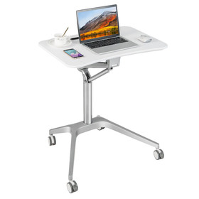 Costway 87514326 Mobile Standing Laptop Desk with Tablet Holder and 4 Rolling Casters-White