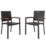 Costway 87526310 Set of 2 Outdoor Patio PE Rattan Dining Chairs