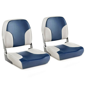 Costway 87623594 2 Pieces Low Back Boat Seat Set with Sponge Padding and Aluminum Hinges-Blue