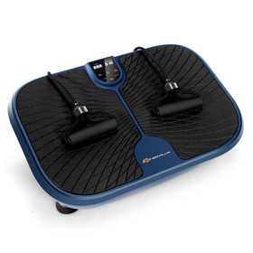 Costway 87921506 Mini Vibration Fitness Plate Machine with Remote Control and Loop Bands-Blue