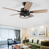 Costway 87954312 48-Inch Ceiling Fan with 5 Wooden Rustic Reversible Blades