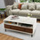 Costway 89234715 2 Tier 40 Inch Length Modern Rectangle Coffee Table with Storage Shelf and Drawers-White
