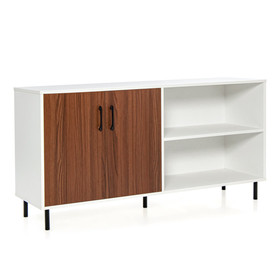 Costway 89267415 Modern Buffet Sideboard with 2 Doors and Open Compartments-Walnut