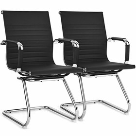 Costway 89712053 Set of 2 Heavy Duty Conference Chair with PU Leather-Black