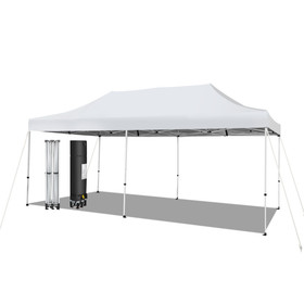 Costway 89716354 10 x 20 Feet Outdoor Pop-Up Patio Folding Canopy Tent-White