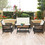 Costway 90471362 4 Pieces Patio Rattan Furniture Set with 2-Tier Coffee Table-White