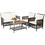 Costway 90471362 4 Pieces Patio Rattan Furniture Set with 2-Tier Coffee Table-White