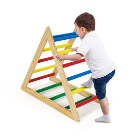 Costway 90524678 Climbing Triangle Ladder with 3 Levels for Kids-Multicolor