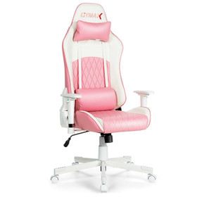Costway 90542178 Ergonomic High Back Computer Desk Chair with Headrest and Lumbar Support-Pink