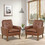 Costway 91246853 Modern PU Leather Accent Chair with Solid Wood Legs-Brown