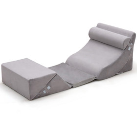 Costway 91286453 6 Pieces Bed Wedge Pillow Set for Neck Back and Leg Pain Relief-Gray