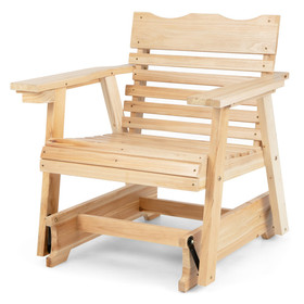 Costway 91348726 Outdoor Wood Rocking Chair with High Back and Widened Armrests