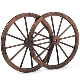 Costway 91450863 Set of 2 30-inch Decorative Vintage Wood Wagon Wheel