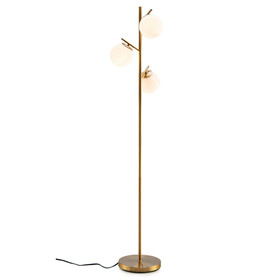 Costway 91563874 3-Globe Floor Lamp with Foot Switch and Bulb Bases-Golden