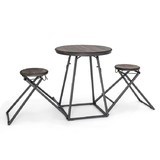 Costway 91647532 3 Pieces Dining Table Set with 2 Foldable Stools for Small Space-Gray