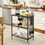 Costway 91726583 3-Tier Kitchen Serving Cart Utility Standing Microwave Rack with Hooks Brown