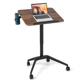 Costway 91845362 Pneumatic Standing Desk with Anti-fall Baffle and Cup Holder