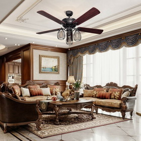 Costway 92310647 52" Electric Ceiling Fan with 5 Blades and 3 Lights for Living Room and Bedroom