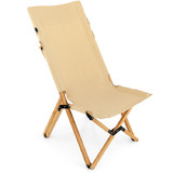 Costway 93658271 Bamboo Folding Camping Chair with 2-Level Adjustable Backrest-Natural