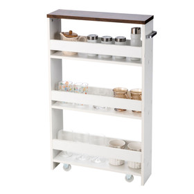 Costway 94318062 Rolling Kitchen Slim Storage Cart Mobile Shelving Organizer with Handle-White
