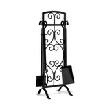 Costway 94512873 5 Piece Wrought Iron Fireplace Tools with Decor Holder-Black