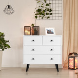 Costway 94806325 4 Drawers Dresser Chest of Drawers Free Standing Sideboard Cabinet-White