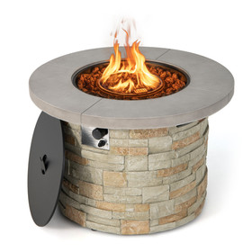Costway 95201736 36 Inch Propane Gas Fire Pit Table with Lava Rock and PVC cover-Gray