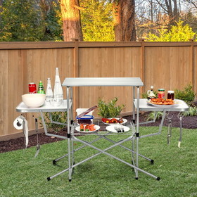 Costway 95328416 Foldable Outdoor BBQ Table Grilling Stand